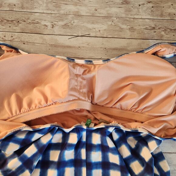 J. Crew Scoopneck One Piece Swimsuit in Blue Gingham Size 20 NWT - Picture 5 of 10